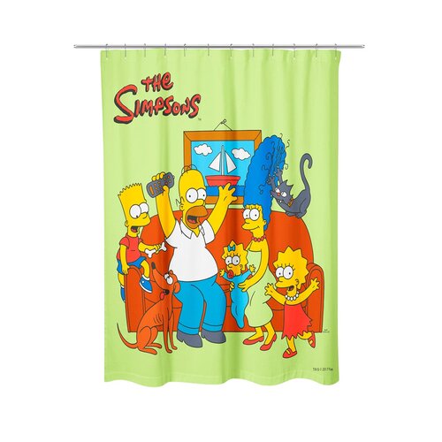 CORTINA BAÑO ESTAMPADA THE SIMPSONS CON GANCHOS